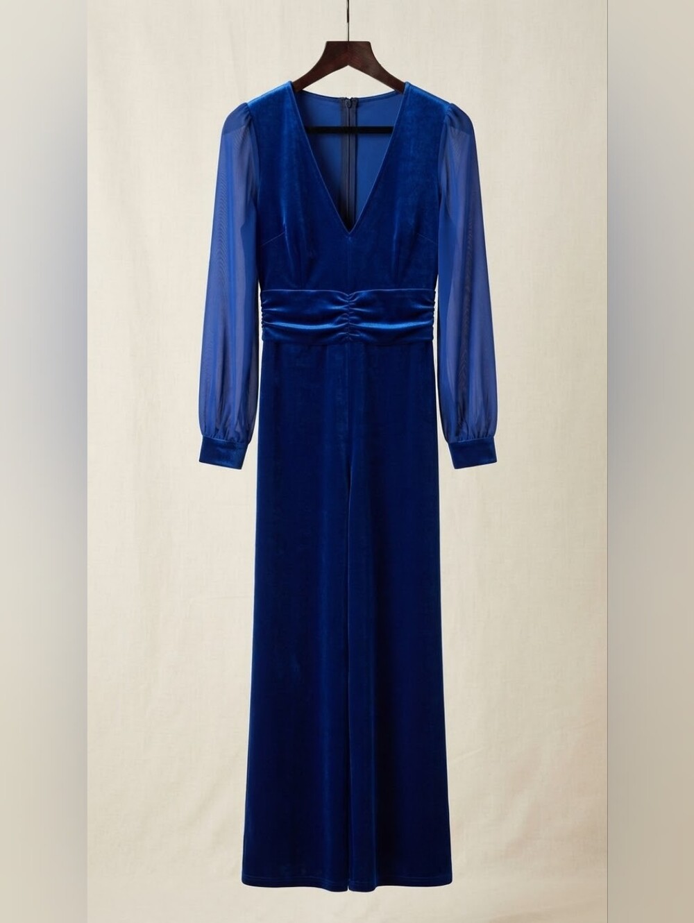 Women’s Royal Blue Velvet Long Sleeve Overall Size: Medium